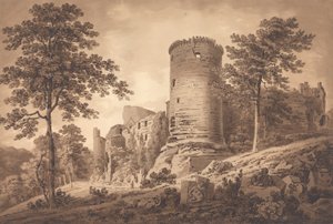 Castle Ruins (penn og blekk med vask på papir)