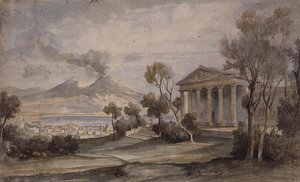 PD.255-1985 Villa Saliceti, Napoli nedenfor og Vesuv i det fjerne