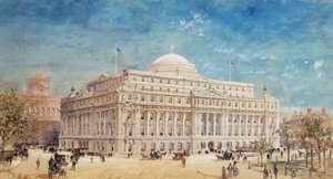 En gjengivelse av et foreløpig forslag for United States Custom House, New York av Hughson Frederick Hawley