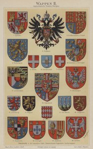 Våpenskjold fra europeiske land (farge litho) av Hugo Gerard (after) Strohl