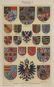 Våpenskjold fra tyske stater (farge litho) av Hugo Gerard (after) Strohl