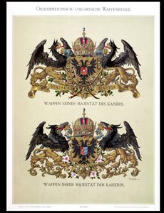 Tallerken med våpenskjoldene til keiser Franz Joseph I (1830-1916) og keiserinne Elizabeth av Bayern (1837-98) fra 