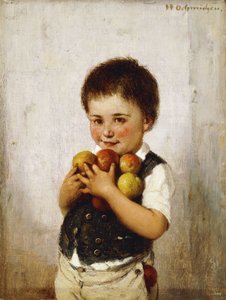 Stjålne epler (olje på panel) av Hugo Oehmichen
