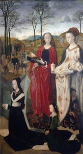 Portinari altertavle: hyrdenes tilbedelse, detalj av den indre delen - Olje på tre av Hugo van der Goes