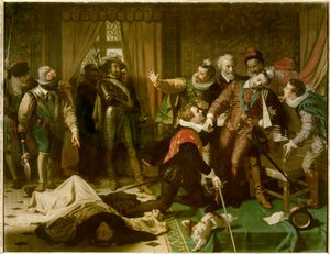 Attentat på Henry III (1551-1589) av Jacques Clement (1567-1589), en dominikansk religiøs tilhenger av den katolske ligaen, 1. august