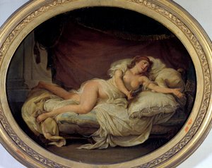 Woman Couchee-maleri av Hugues Traval (1728-1785) 1779 Søn. 0,36 x 0,44 m Towers Museum of Fine Arts av Hugues Traval