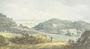 Panoramautsikt "etter" fra den røde boken for Antony House, ca. 1812 av Humphry Repton