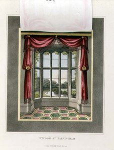 Window at Barningham (After) fra "Fragments on the Theory and Practice of Landscape Gardening", pub. 1816 (farge litho) (se også 103904) av Humphry Repton