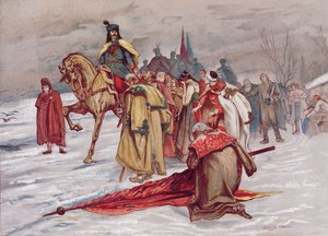 Rakoczi Ferenc tar farvel med folket sitt da han går i eksil i februar 1711, ca. 1900 av Hungarian School