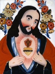 The Sacred Heart of Jesus, andre halvdel av det nittende århundre (malt glass) av Hungarian School