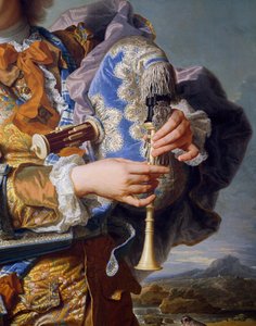 Gaspard de Gueidan spiller sekkepipe, ca 1735, av Hyacinthe Rigaud (1659-1743), olje på lerret. Detalj. Frankrike av Hyacinthe Francois Rigaud