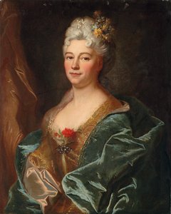 Portrett av Marquise de la Mesangere, født Marguerite de Rambouillet av Hyacinthe Francois Rigaud