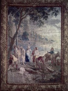 Tapet som viser en rustikk scene av I.V.Borcht, flamsk, 1600-tallet av I.V. Borcht