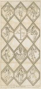 Betley Glass Window - Morris Dancers: gravering, nd [?18th cent] av I Jones