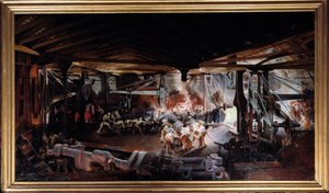Smiing med trommeslagerhammer. Maleri av Francois Bonhomme (1809 - 1881)