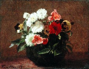 Blomster i en leirkrukke av Ignace Henri Jean Fantin-Latour