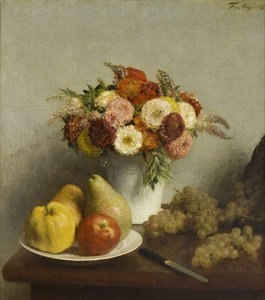 Blomster og frukt, 1865 av Ignace Henri Jean Fantin-Latour