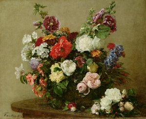 Franske roser og peoner, 1881 av Ignace Henri Jean Fantin-Latour