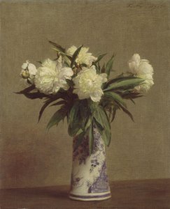 Peoner i en blå og hvit vase, 1872