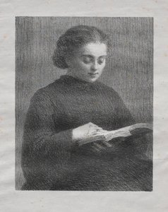 Lesing: Portrett av kunstnerens søster, 1897. av Ignace Henri Jean Fantin Latour
