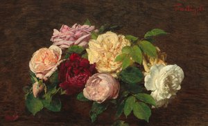 Roses de Nice på et bord av Ignace Henri Jean Fantin Latour