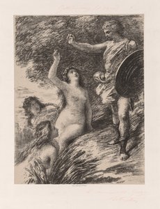 Siegfried and the Daughters of the Rhine, ca. 1880. av Ignace Henri Jean Fantin Latour