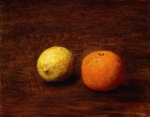 Stilleben, sitron og appelsin; Nature Morte, Citron et Orange, 1868 av Ignace Henri Jean Fantin-Latour