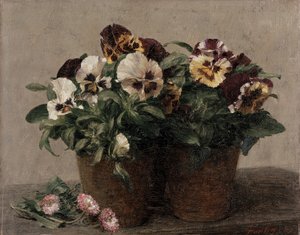 Stilleben av stemorsblomster og tusenfryd, 1889
