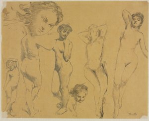 Studier av kvinnelige nakenbilder, ca. 1895.