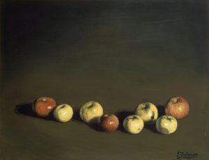 STILLEV AV DE ÅTTE EPLER – 1944 – OLEO / LOENZO – 37 X 72 CM av Ignacio Zuloaga y Zabaleta