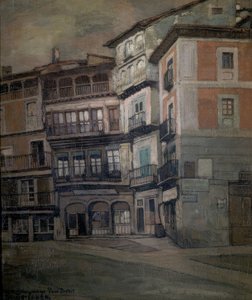 SPANSKE FOLK - LANDSKAP AV CASTILLA - OLJE / STOFF - 93 X 77 CM av Ignacio Zuloaga y Zabaleta