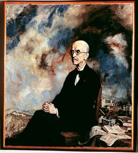 Portrett av Manuel de Falla (1876-1946), spansk komponist av Ignacio Zuloaga y Zabaleta