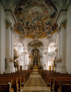 Innvendig utsikt over klosteret San Marino og San Anianus (Marinus og Anianus) av arkitekten Ignaz Guenther (1725-1775) av Ignaz  Gunther