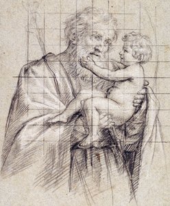 Saint Joseph holder Kristusbarnet, av Il Sassoferrato