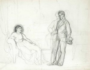 Adelina Patti (1843-1919) som Violetta i operaen La traviata av Giuseppe Verdi par Repin, Ilya Yefimovich (1844-1930), Slutten 1860-begynnelsen av 1870-tallet - Blyant på papir - Konstantinpalasset, St. Petersburg av Ilya Efimovich Repin