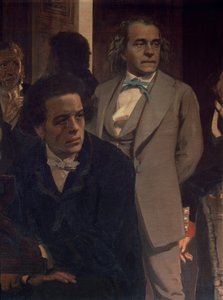 Anton Grigoryevich Rubinstein (1829-94) og Alexander Nikolayevich Serov (1820-71), fra Slavonic Composers, 1890-tallet (detalj)