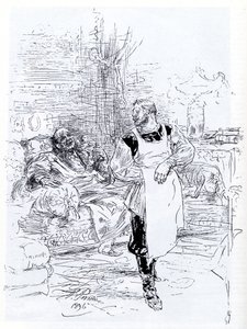 Illustrasjon til romanen The Death of Ivan Ilyich av Leo Tolstoy, 1896 av Ilya Efimovich Repin