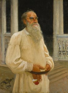 Portrett av forfatteren grev Lev Nikolayevich Tolstoy 1828-1910, 1916. av Ilya Efimovich Repin