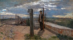 JERNBANEARBAR I KHOTKOVO av Ilya Efimovich Repin