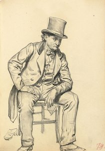 Sittende mann, arm lener seg på benet, ca. 1872-1875 av Ilya Efimovich Repin