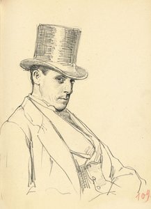 Sittende mann med topphatt, ca. 1872-1875 av Ilya Efimovich Repin