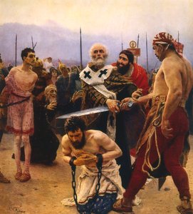 St. Nicholas reddet tre uskyldige fra henrettelse, c1888 av Ilya Efimovich Repin