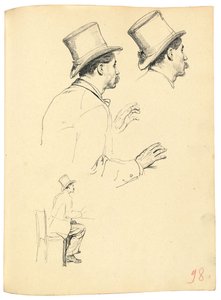 Studier for "A Parisian Cafe": Sidevisning av mannens hode med hatt, ca. 1872-1875 av Ilya Efimovich Repin