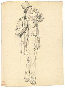 Studie for "A Parisian Cafe": Stående mann med løftet arm, ca. 1872-1875 av Ilya Efimovich Repin