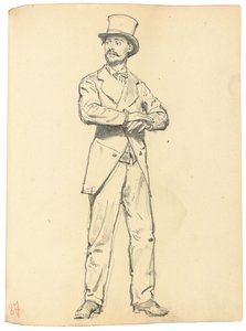 Studie for "A Parisian Cafe": Stående mann med hatt, bena fra hverandre, ca. 1872-1875 av Ilya Efimovich Repin