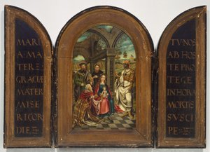 Tilbedelse av magi, sannsynligvis syttende århundre. av Imitator of Netherlandish