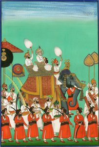 Rajah av Jodhpur som rir på en elefant, ca. 1780