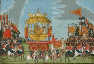Rajah av Tanjore som rir på en elefant til en ekteskapsseremoni, ca. 1780