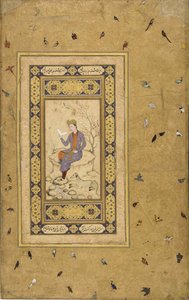 Ung mann som leser i et landskap, ca. 1608-1610. av Indian Art.