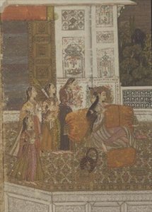 51.226 Portrett av en prinsesse som nyter musikk, Krishnagar, Vest-Bengal av Indian School